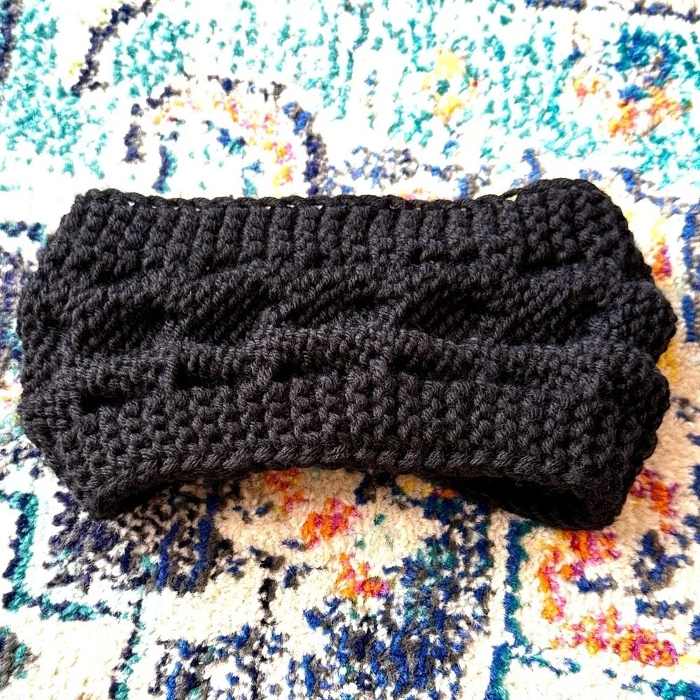 Black Knitted Bow Headband